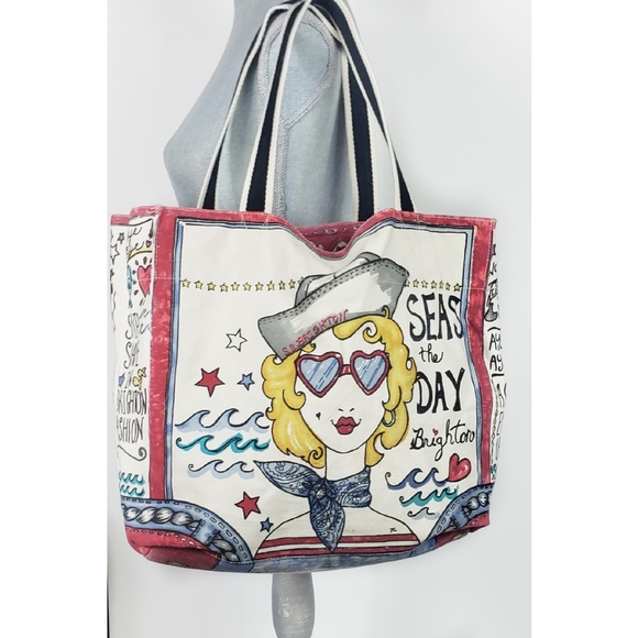 Brighton Handbags - Brighton Seas the Day Canvas Tote Beach Bag